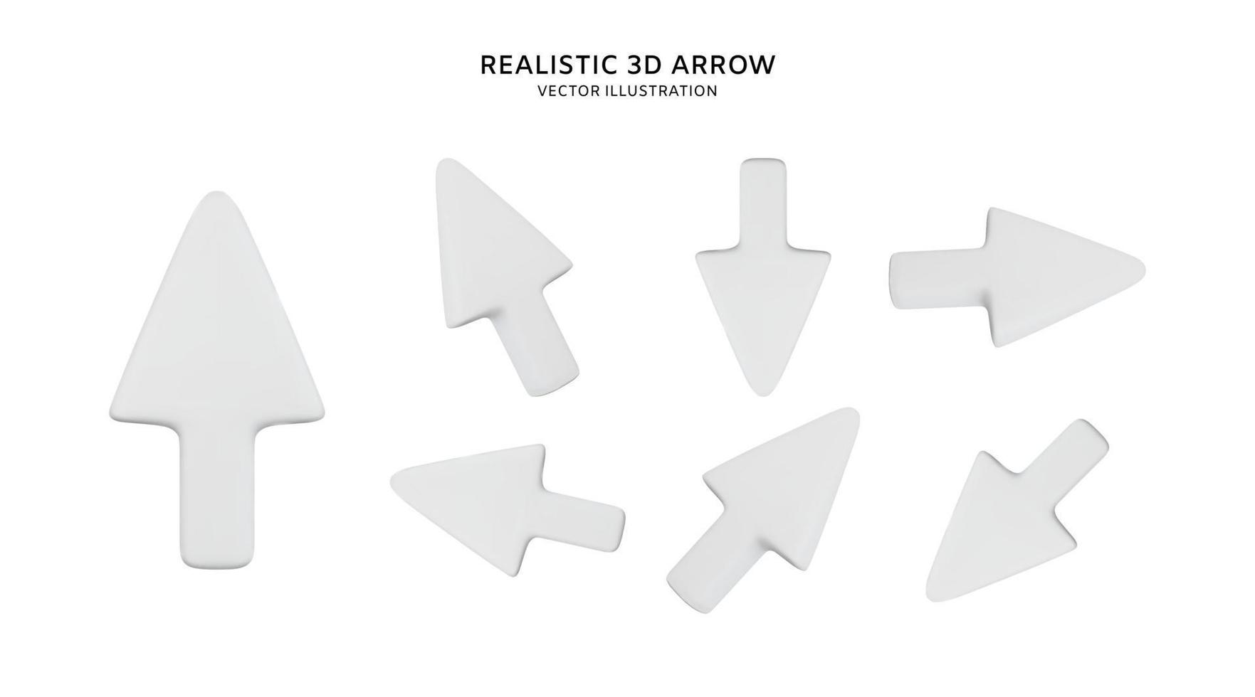 Realistic 3d white arrow vector illustration