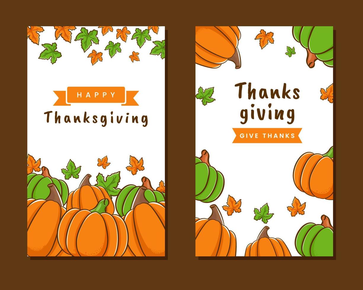 Hand drawn thanksgiving card template cartoon. Vector art illustration