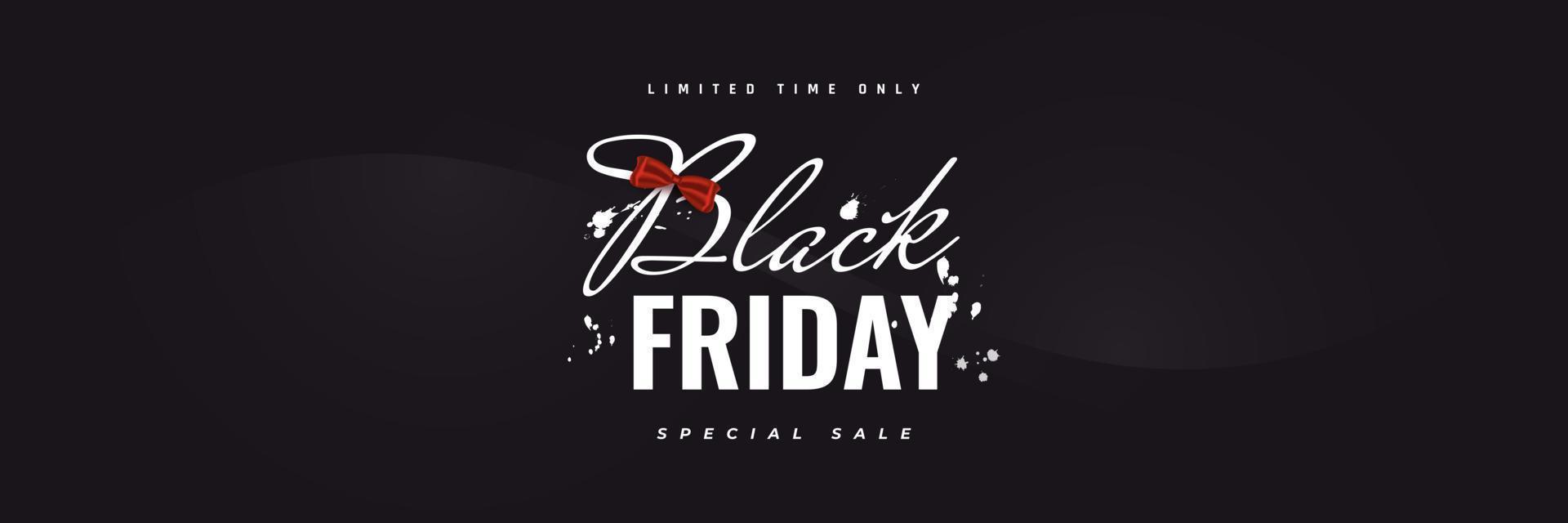 banner de venta de viernes negro con cinta roja realista sobre fondo negro. diseño de banner publicitario y promocional para la campaña del viernes negro vector