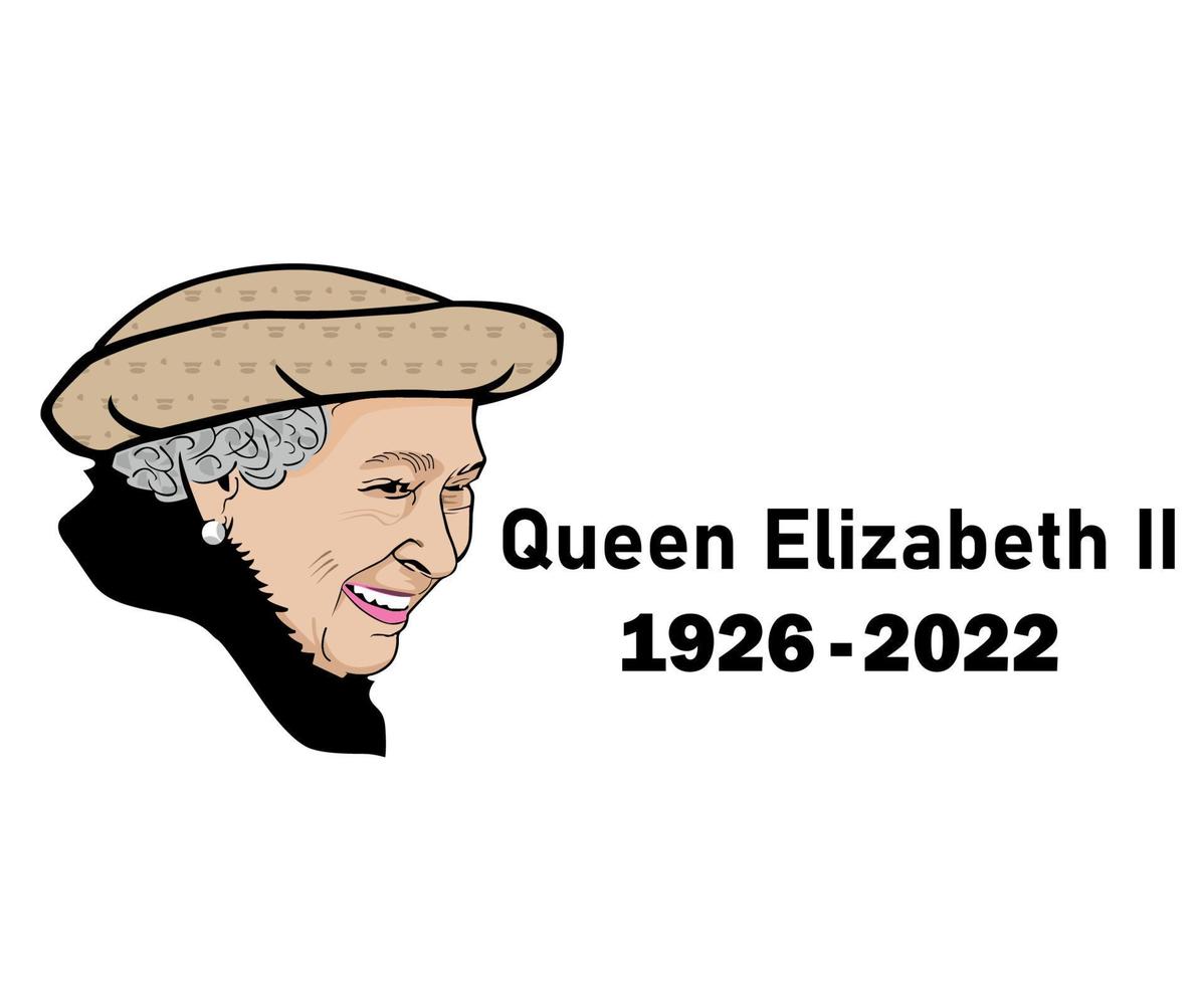 Queen Elizabeth Face Portrait 1926 2022 British United Kingdom National Europe Vector Illustration Abstract Design Element