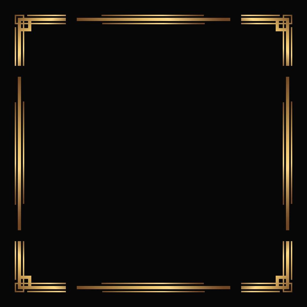 Art deco border and frame. Vector golden template. Isolated poster background