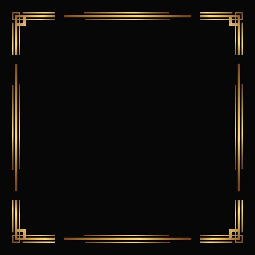 Art deco border and frame. Vector golden template. Isolated poster background