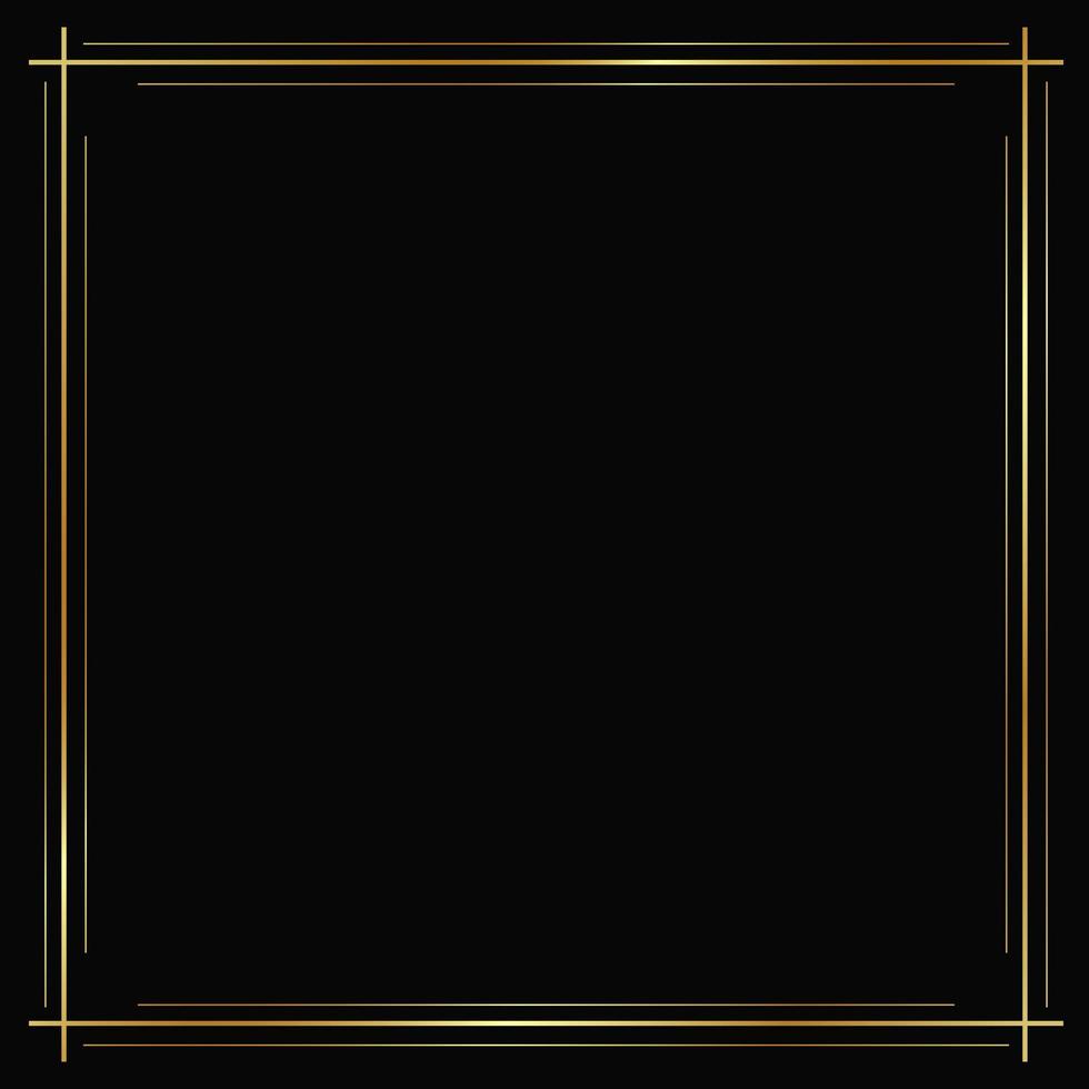 Vector golden frame on the black background. Isolated art deco design.