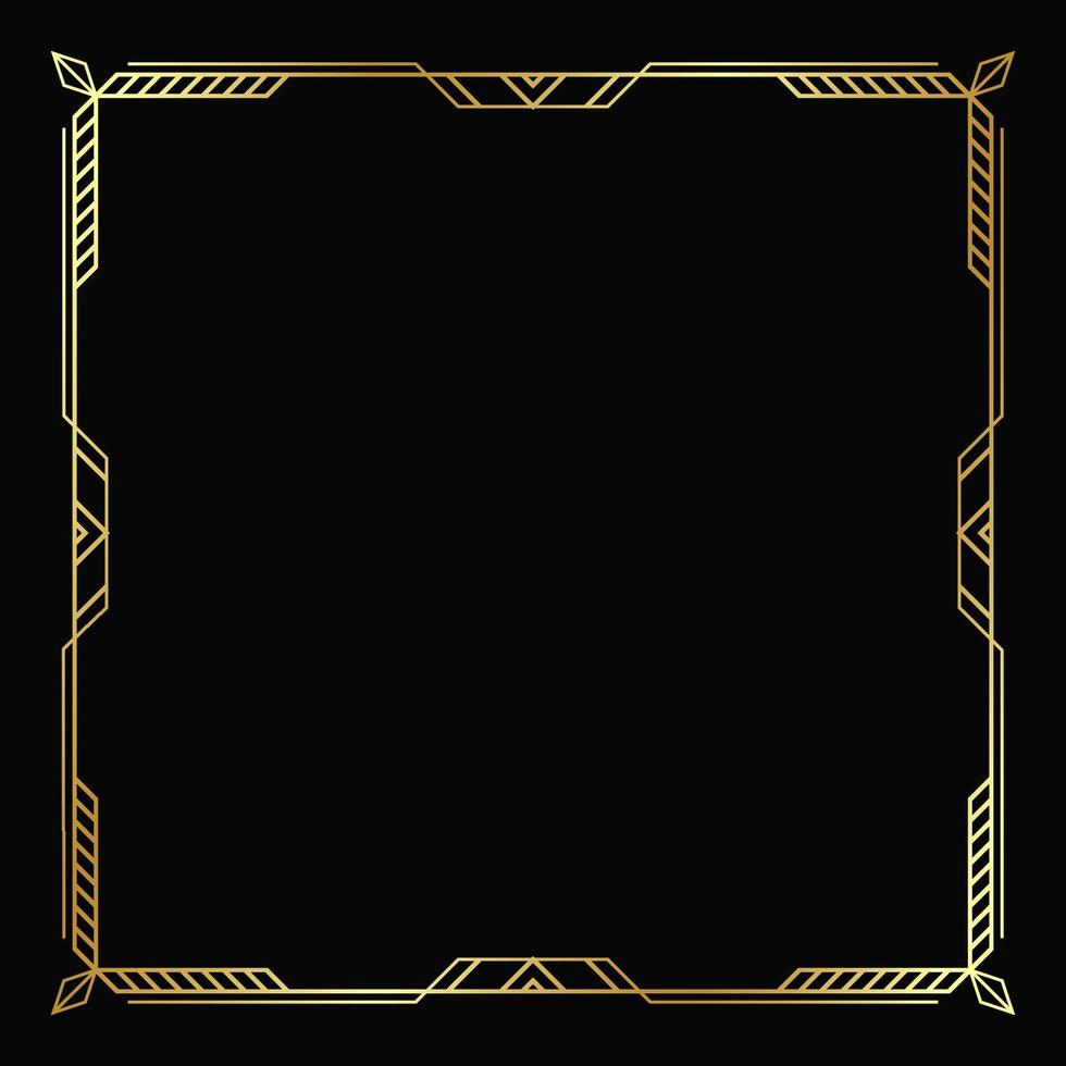 Art deco border and frame. Vector golden template. Isolated poster background
