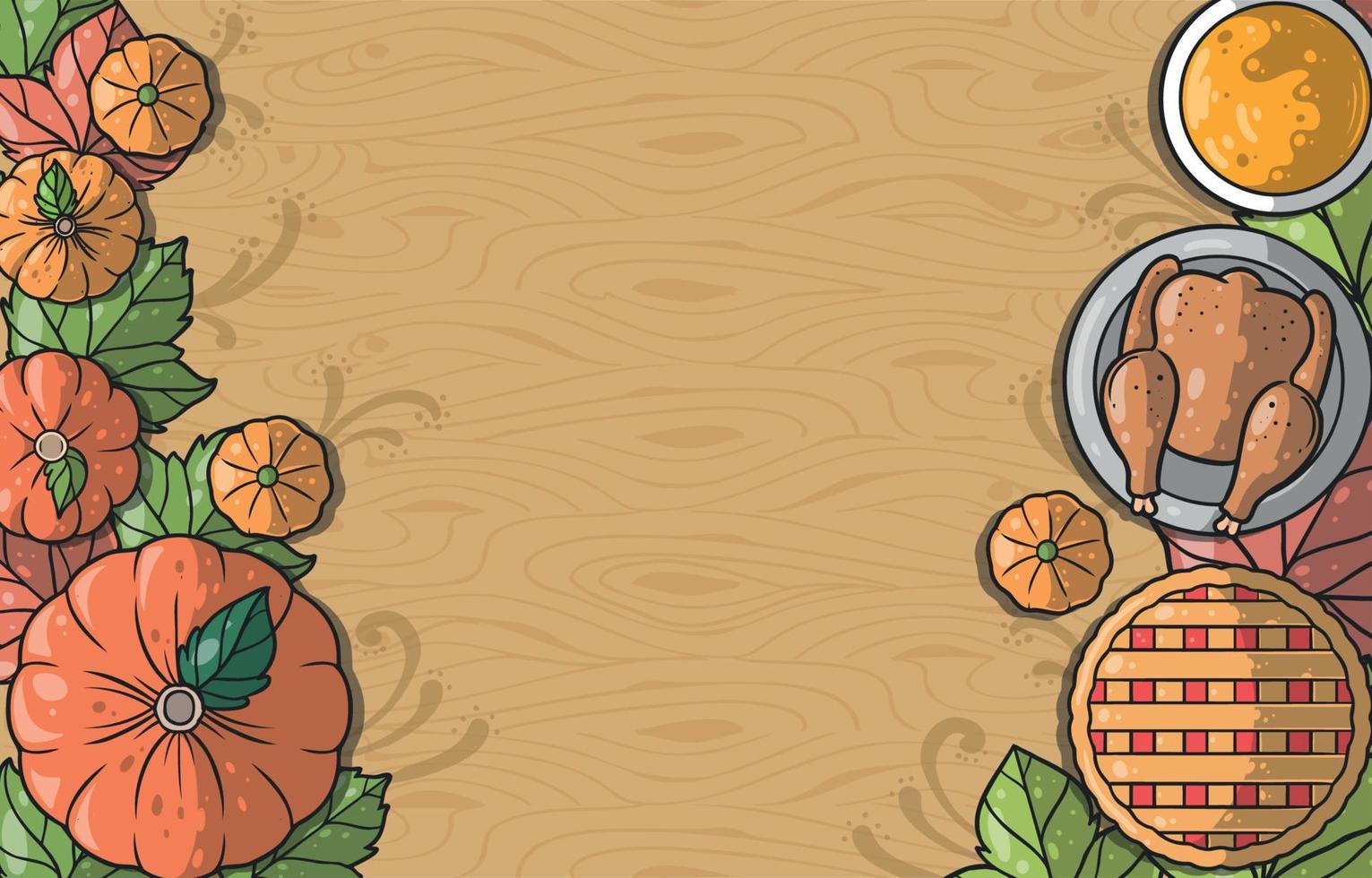 Thanksgiving Pumkpin And Roast Turkey vector