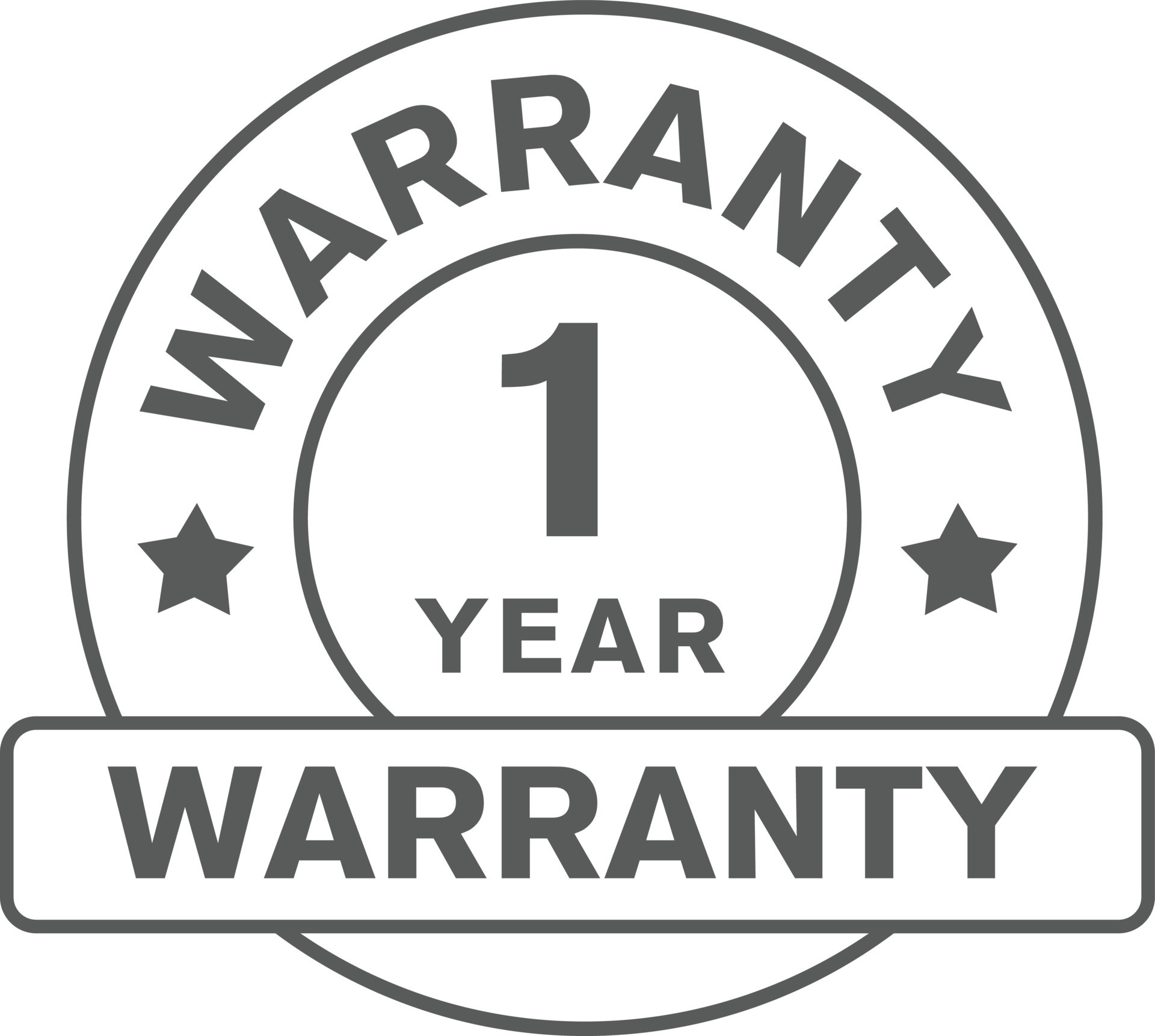 Simple one year warranty stamp on white background. sign, label