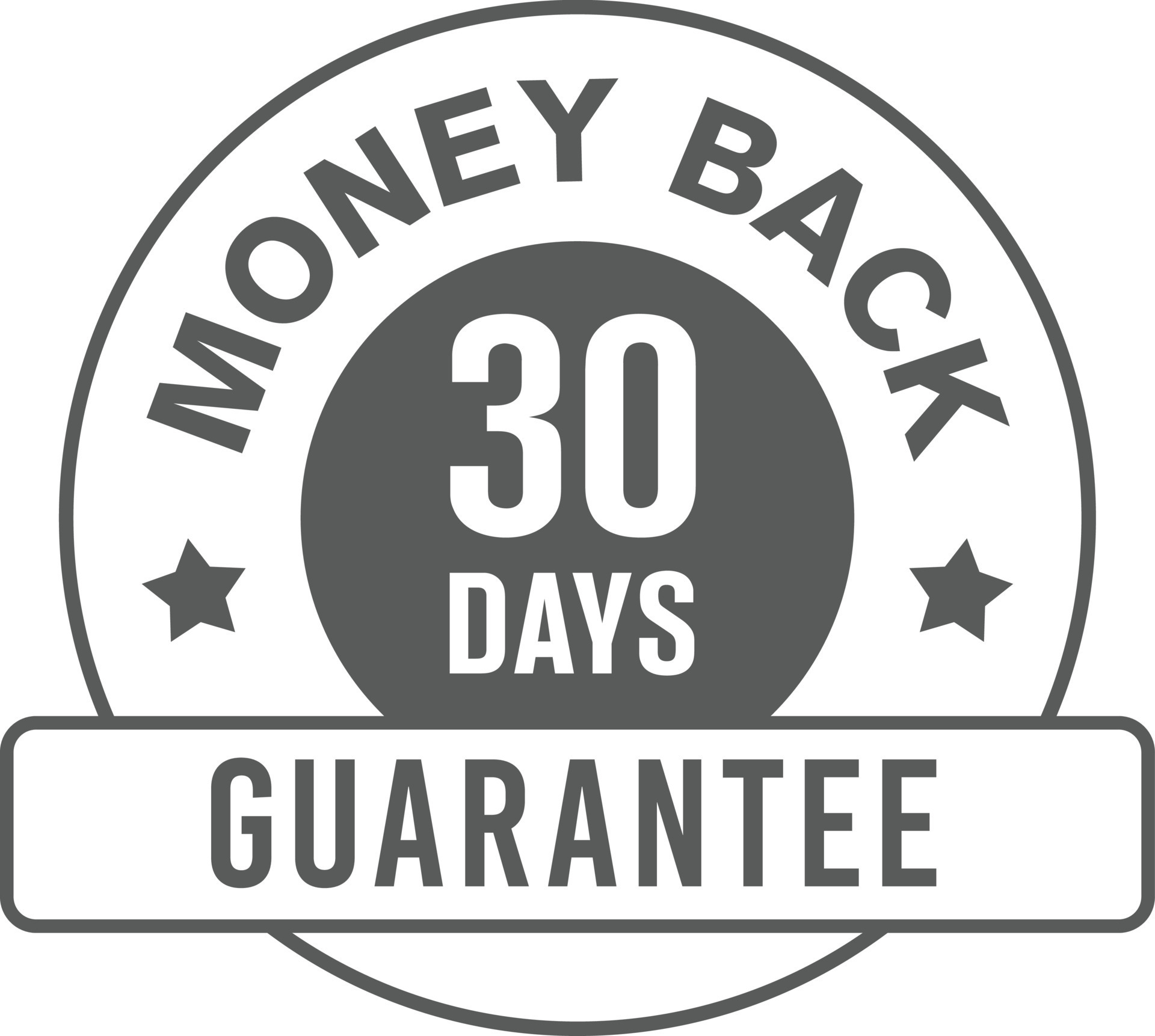 Simple minimalist style 30 days money back guarantee badge isolated on white background. vector