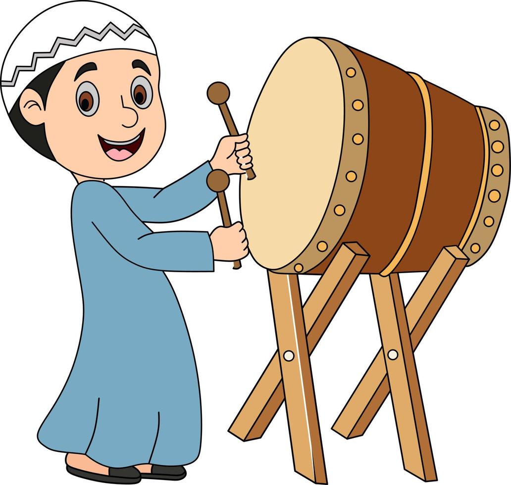 child hitting the drum. vector