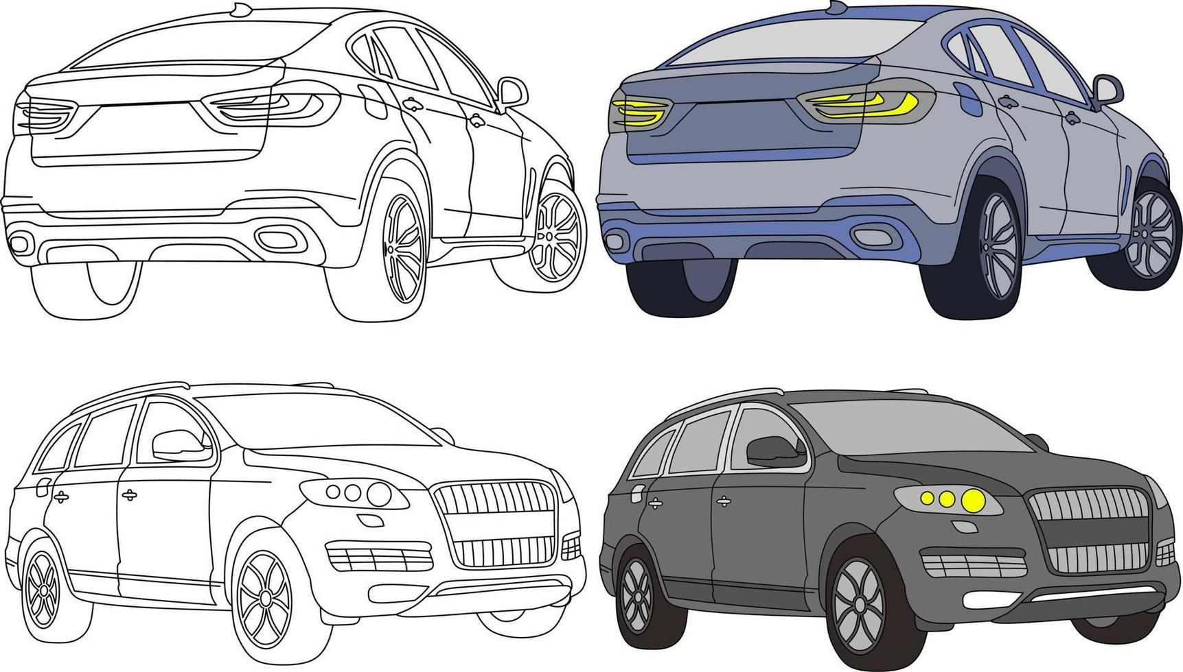 vector de coche para colorear libro.