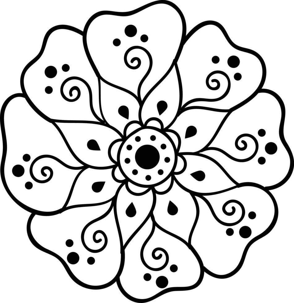 ilustración en blanco y negro con una flor. ilustración vectorial de una flor abstracta. silueta negra. publicidad, diseño web, logotipo, embalaje, textiles, libros infantiles, vacaciones, decoración. vector