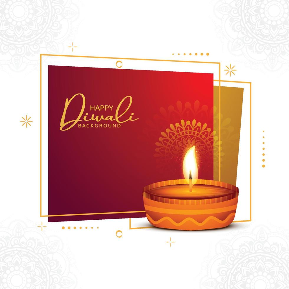 Elegant greeting card happy diwali diya celebration festival background vector