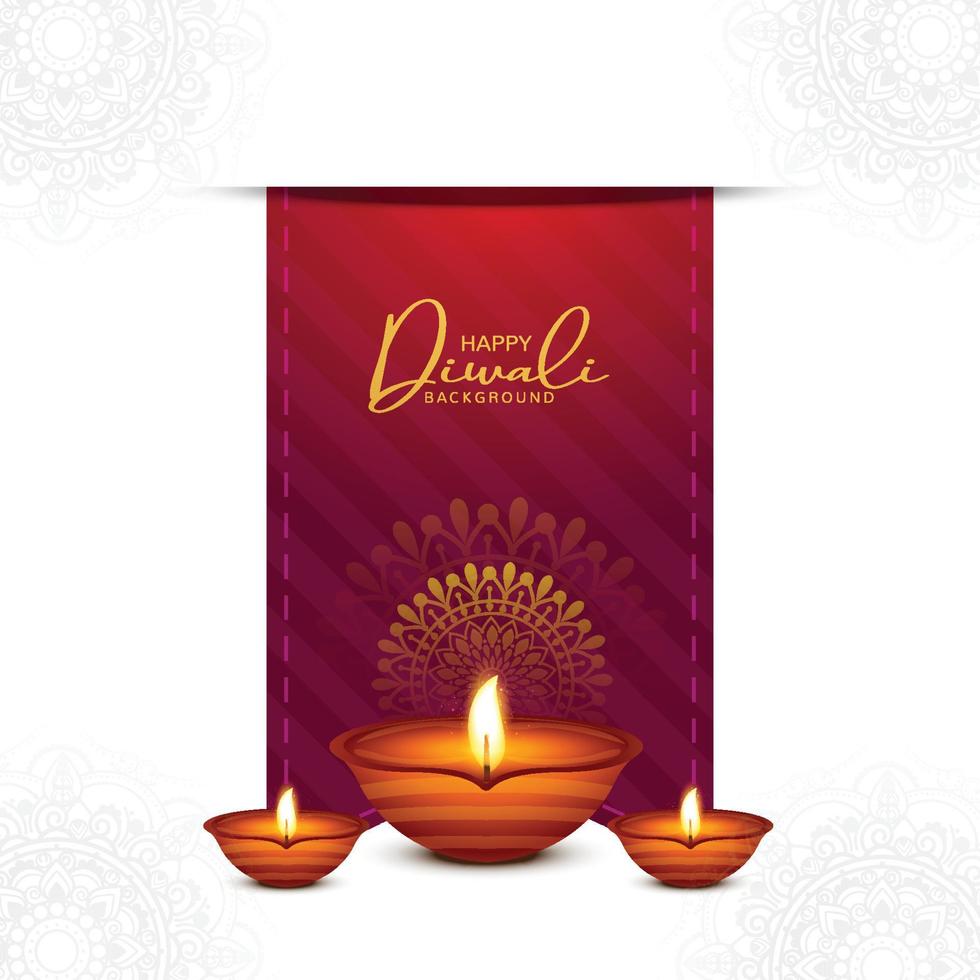 Illustration of burning diya on happy diwali holiday background vector