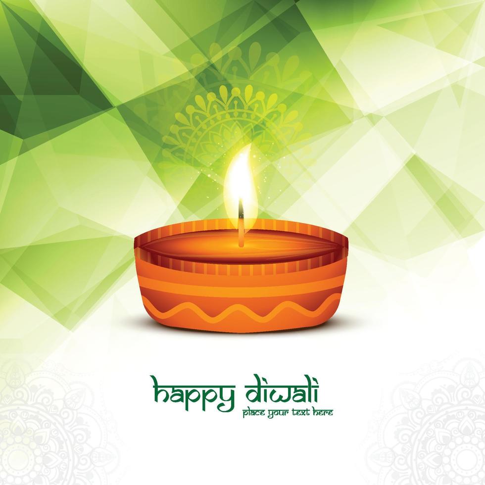 Indian religious festival diwali background with lamp card design vector