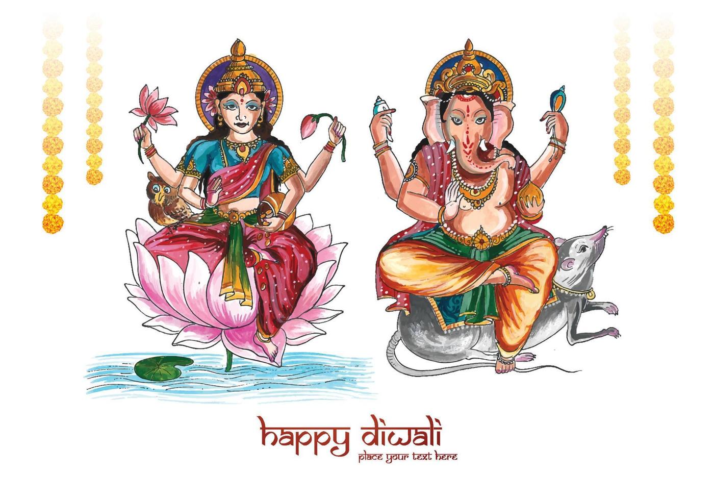 Beautiful celebration happy diwali for ganesh laxmi greeting card background vector