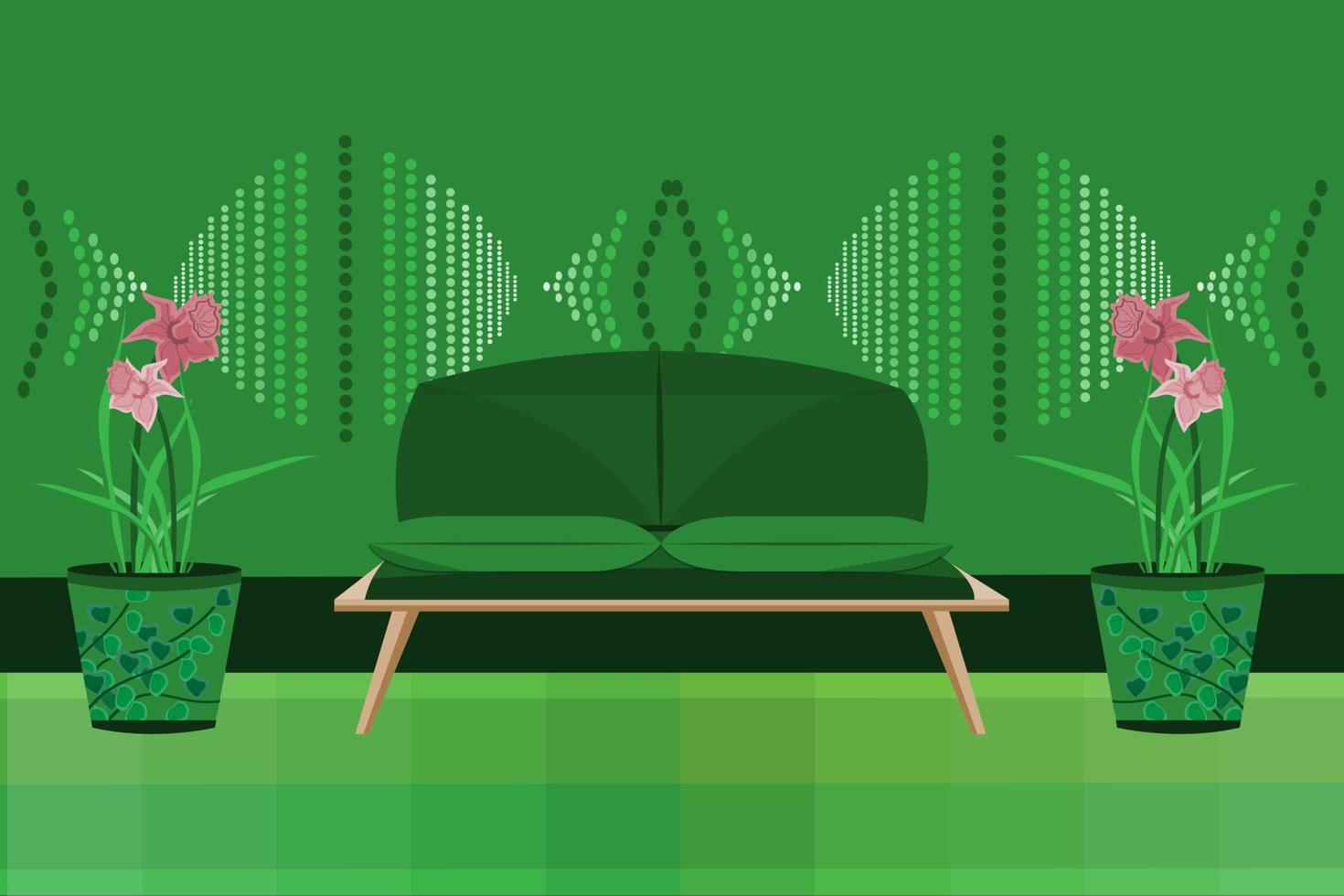 minimalist home interior with shades of green vector