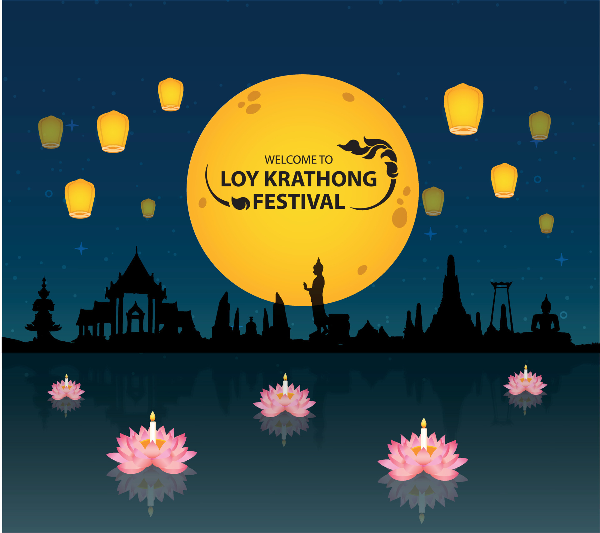 festival de loy krathong 12051643 Vector en Vecteezy