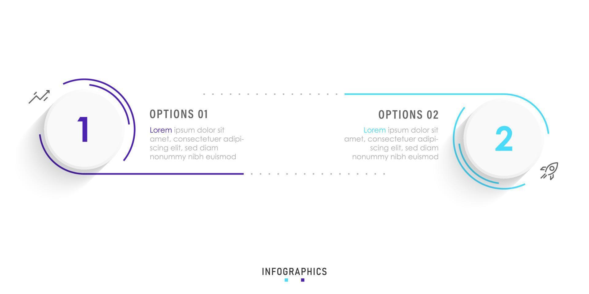 Vector Infographic label design template with icons and 2 options or steps. Can be used for process diagram, presentations, workflow layout, banner, flow chart, info graph.