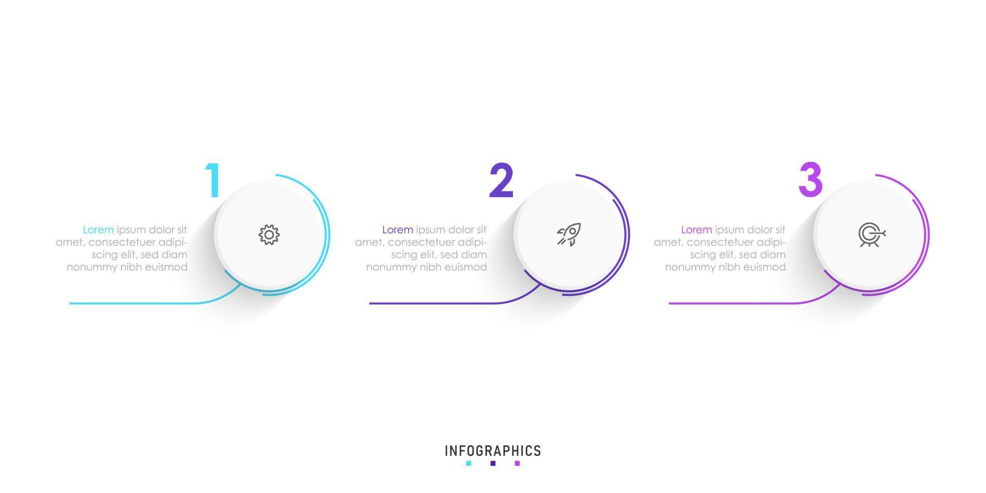 Vector Infographic label design template with icons and 3 options or steps. Can be used for process diagram, presentations, workflow layout, banner, flow chart, info graph.