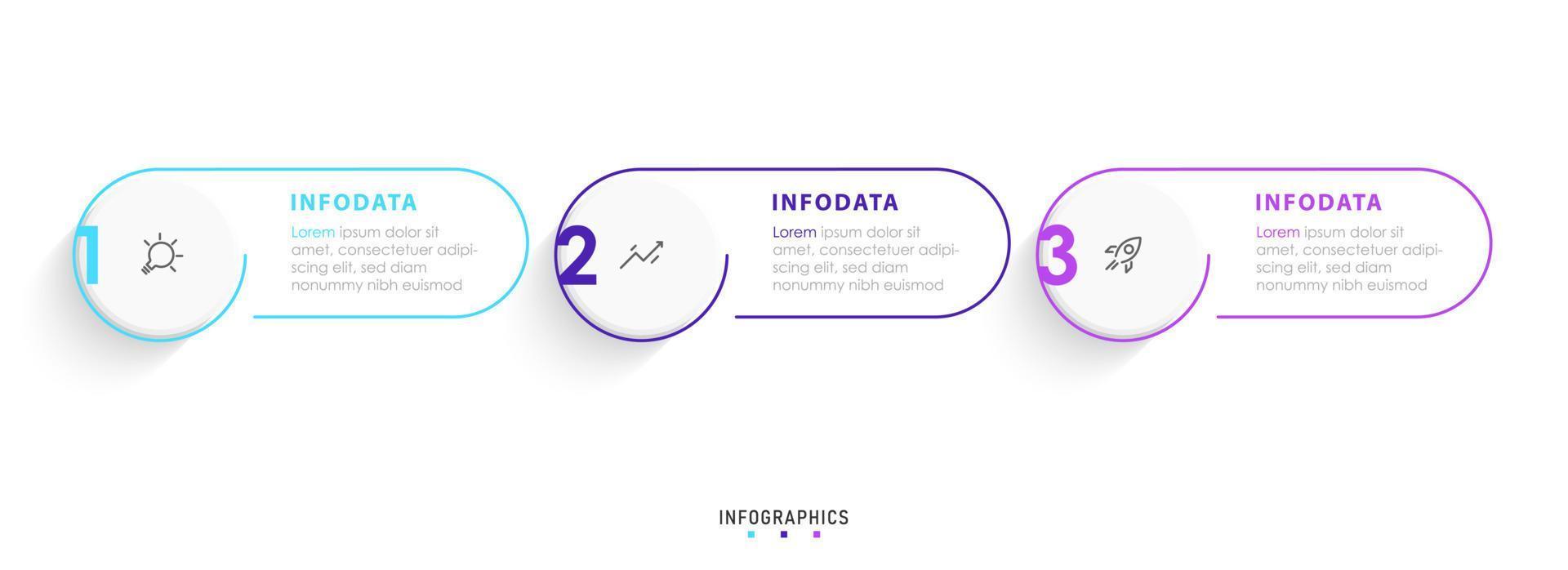 Vector Infographic label design template with icons and 3 options or steps. Can be used for process diagram, presentations, workflow layout, banner, flow chart, info graph.