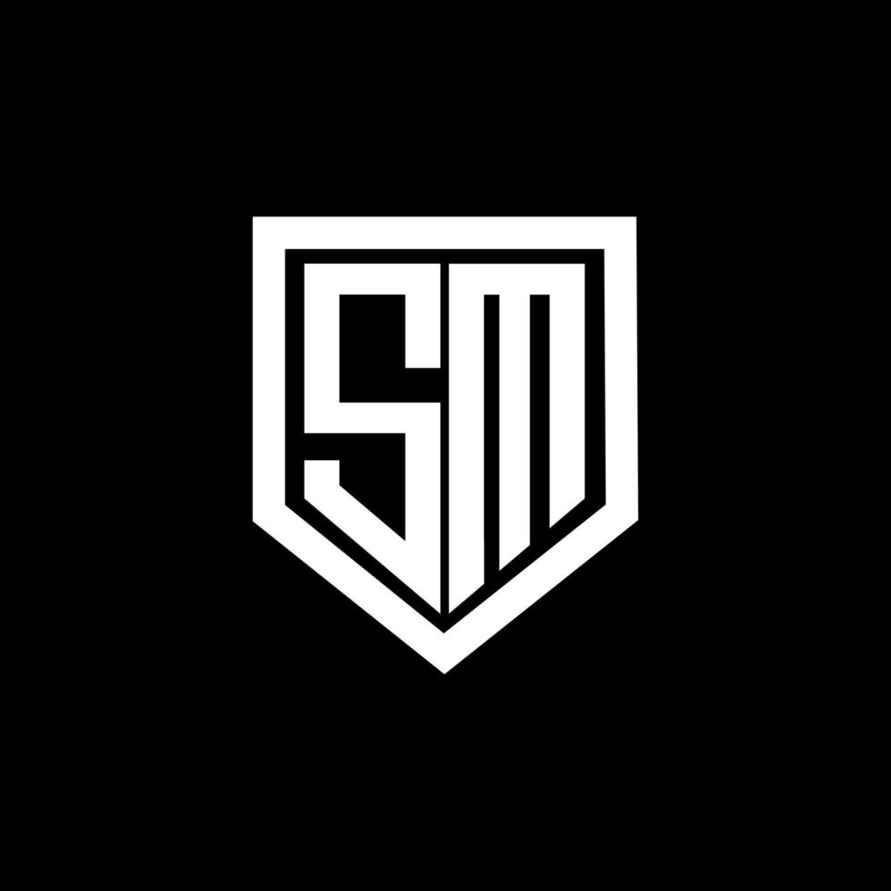 SM letter logo design with black background in illustrator. Vector logo, calligraphy designs for logo, Poster, Invitation, etc.