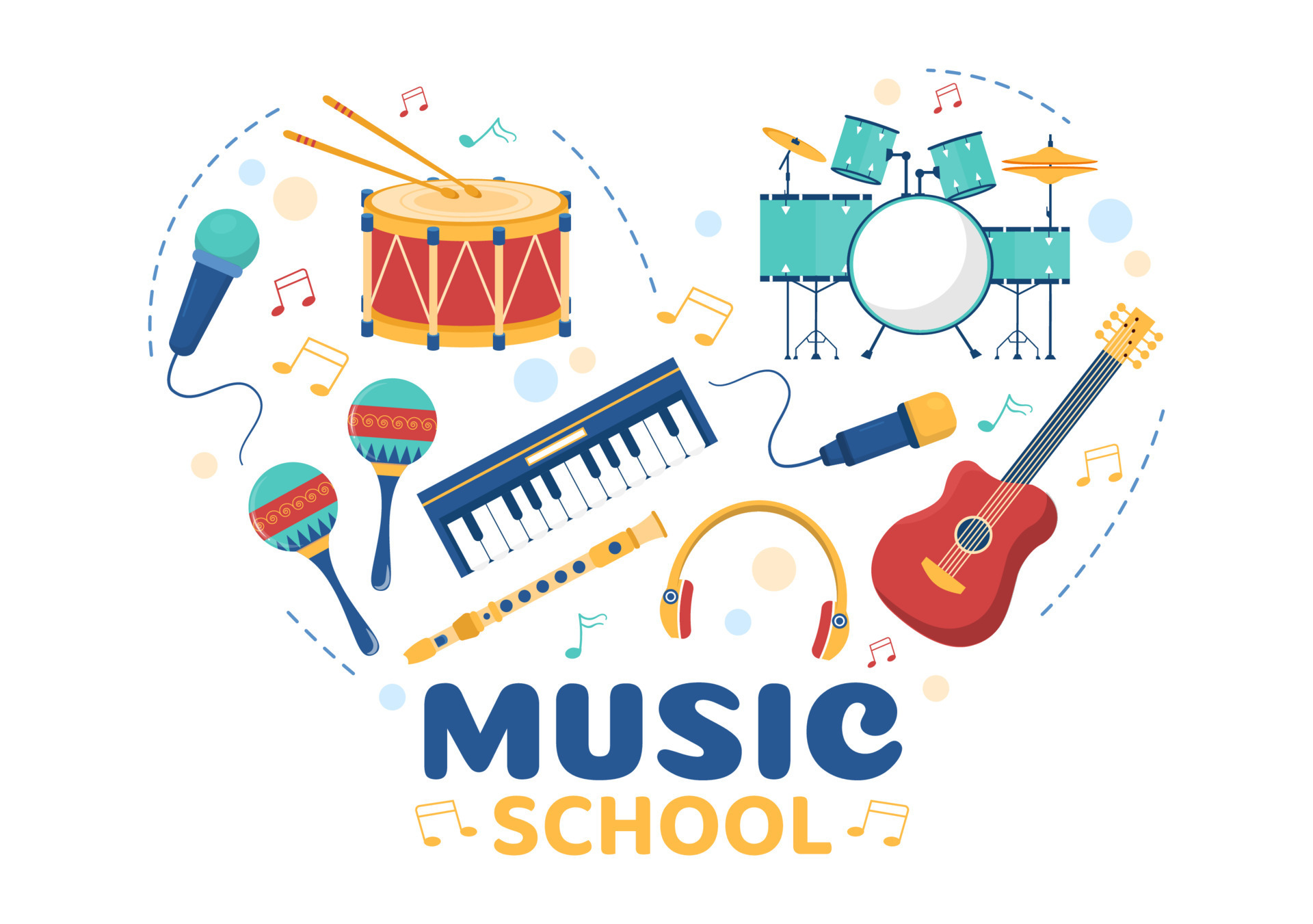 Music School Template In Hand Drawn Cartoon Flat Illustration Playing  Various Musical Instruments, Learning Education Musicians and Singers  12051811 Vector Art at Vecteezy