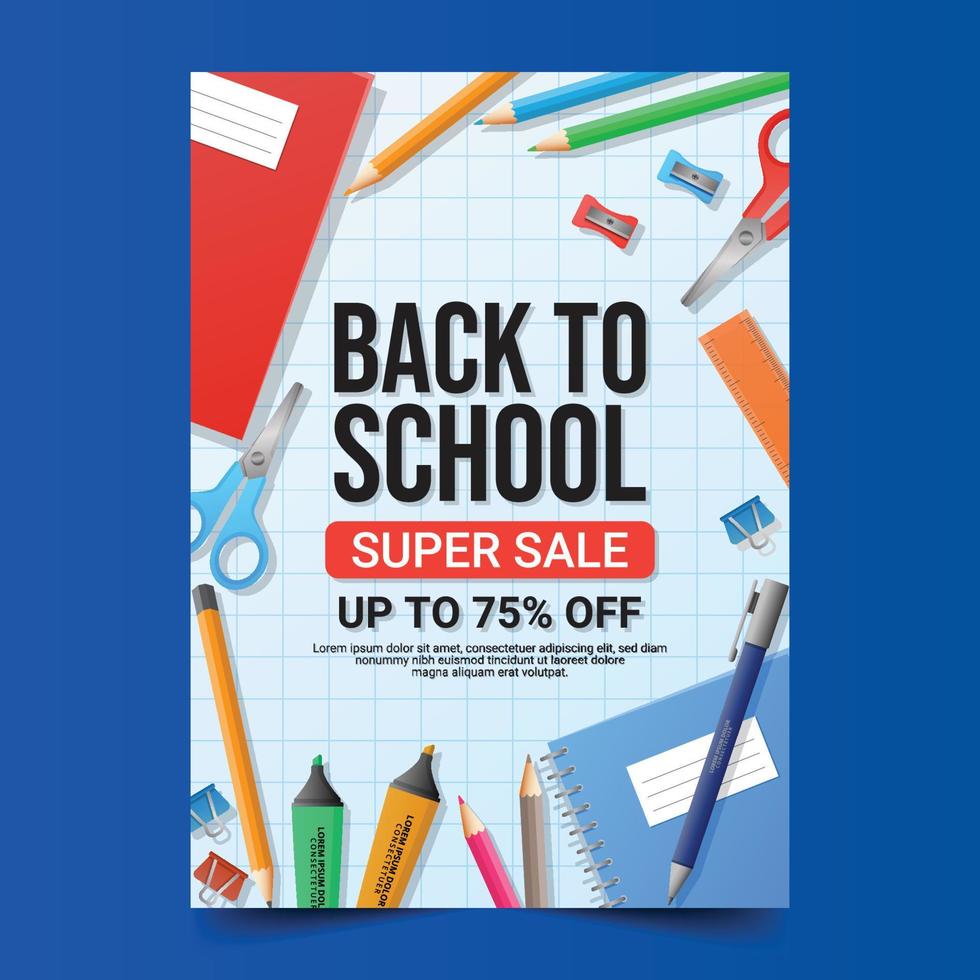 Back to School Sale Poster Template vector