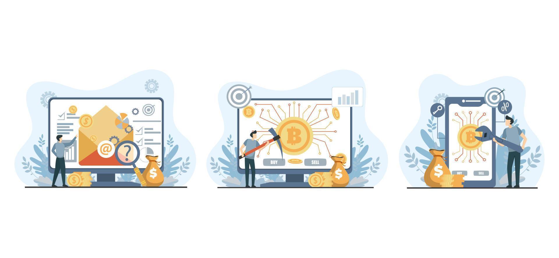 Finance Flat Bundle Illustration Design vector