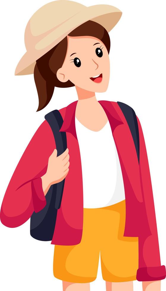 Girl with Pink Jacket Character Design Illustration vector