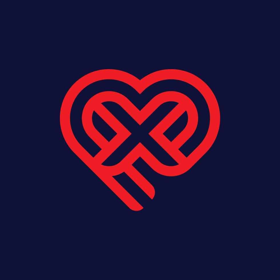 letra x línea de amor logotipo de empresa creativa moderna vector