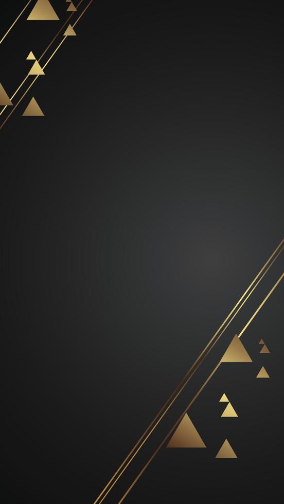 luxury black background banner vector illustration with gold strip art deco line triangle