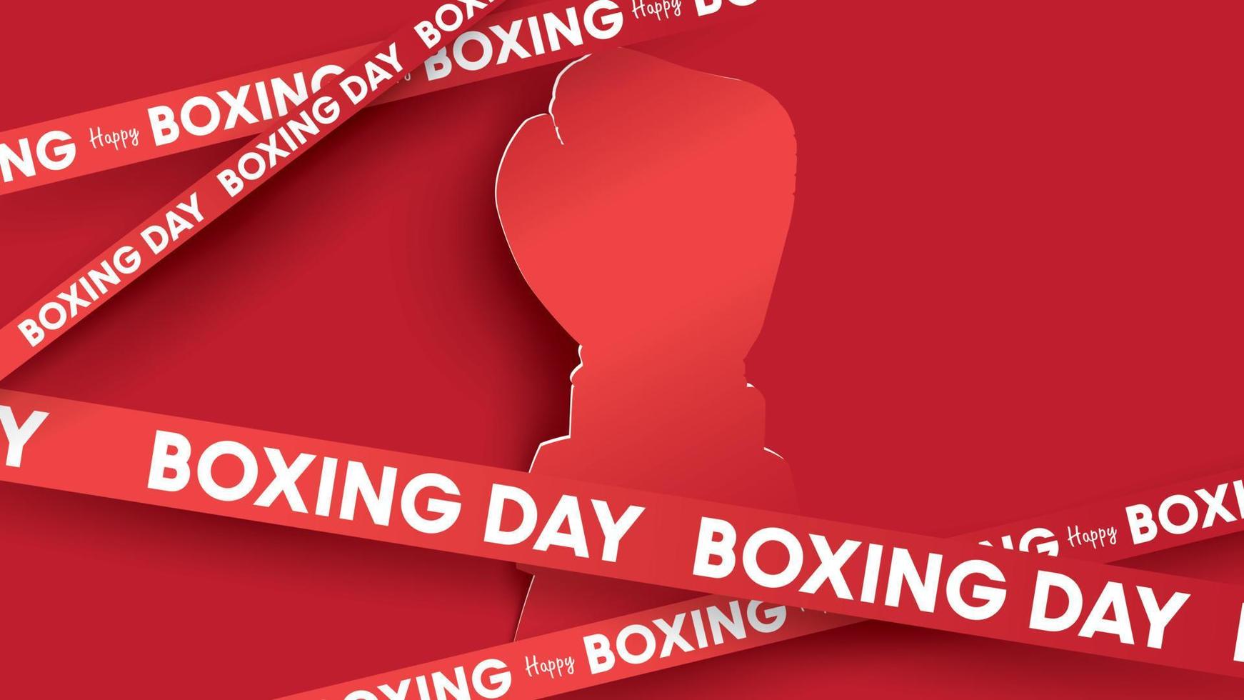 Boxing day vector illustration.Typography combined in a shape of ribbon text and glove with paper art craft style