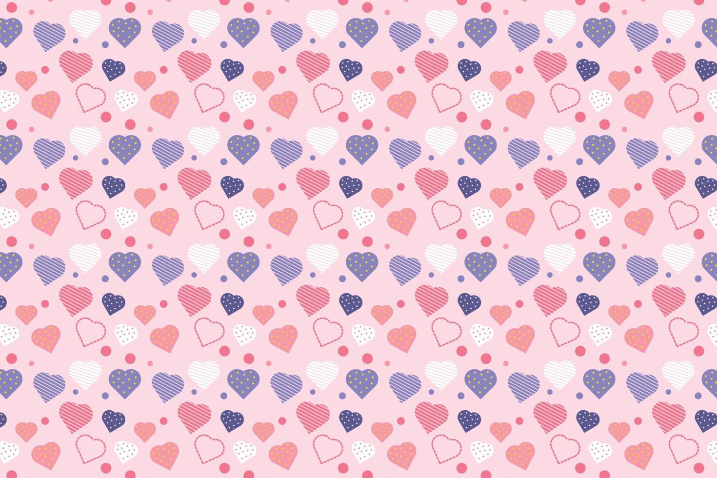 Seamless love pattern decoration with different heart shapes on a pink background. Minimal pattern vector for valentines day. Abstract love pattern background for wallpapers and wrapping papers.