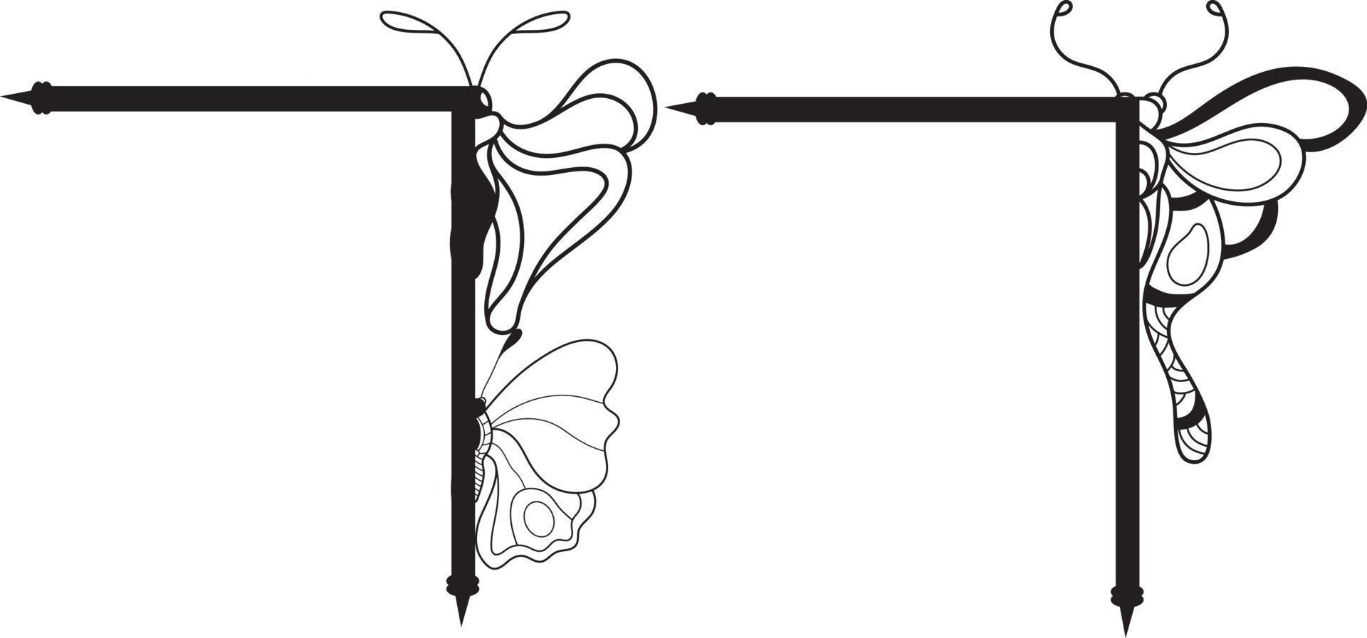 esquina de la puerta de mariposa cortada con láser vector