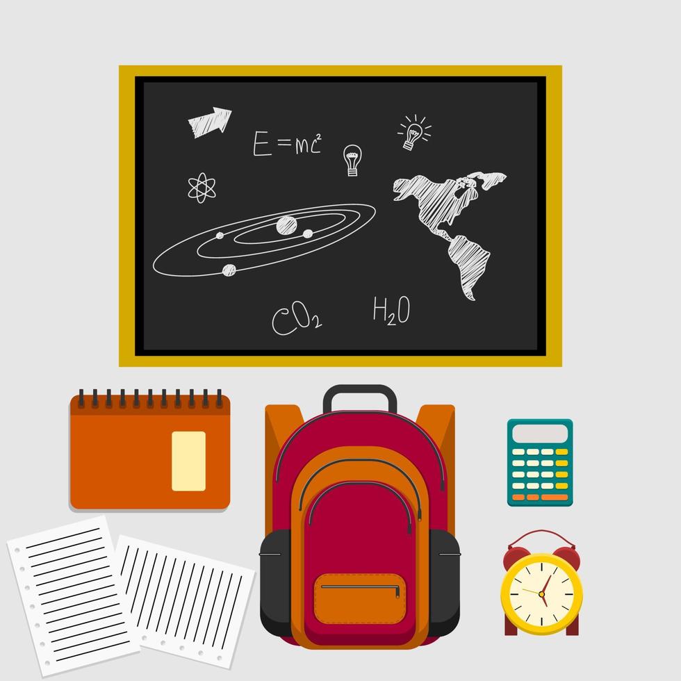 Editable Blackboard with School Elements Vector Illustration for Education Related Design