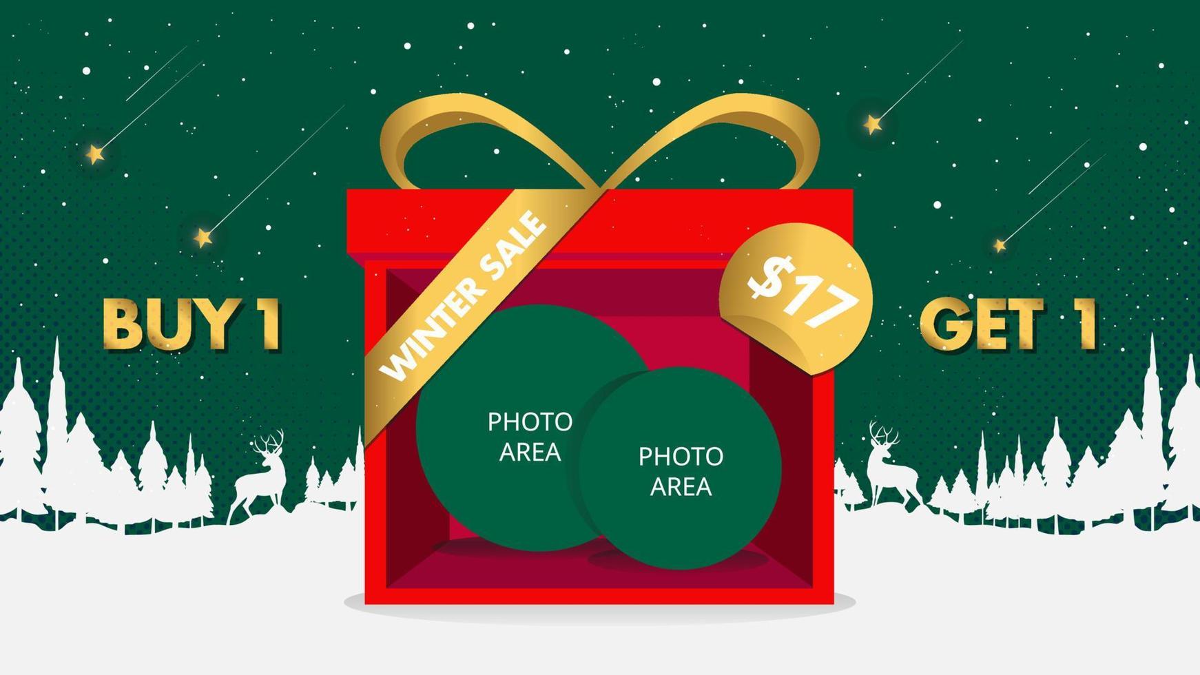 Banner promotion with christmas theme vector