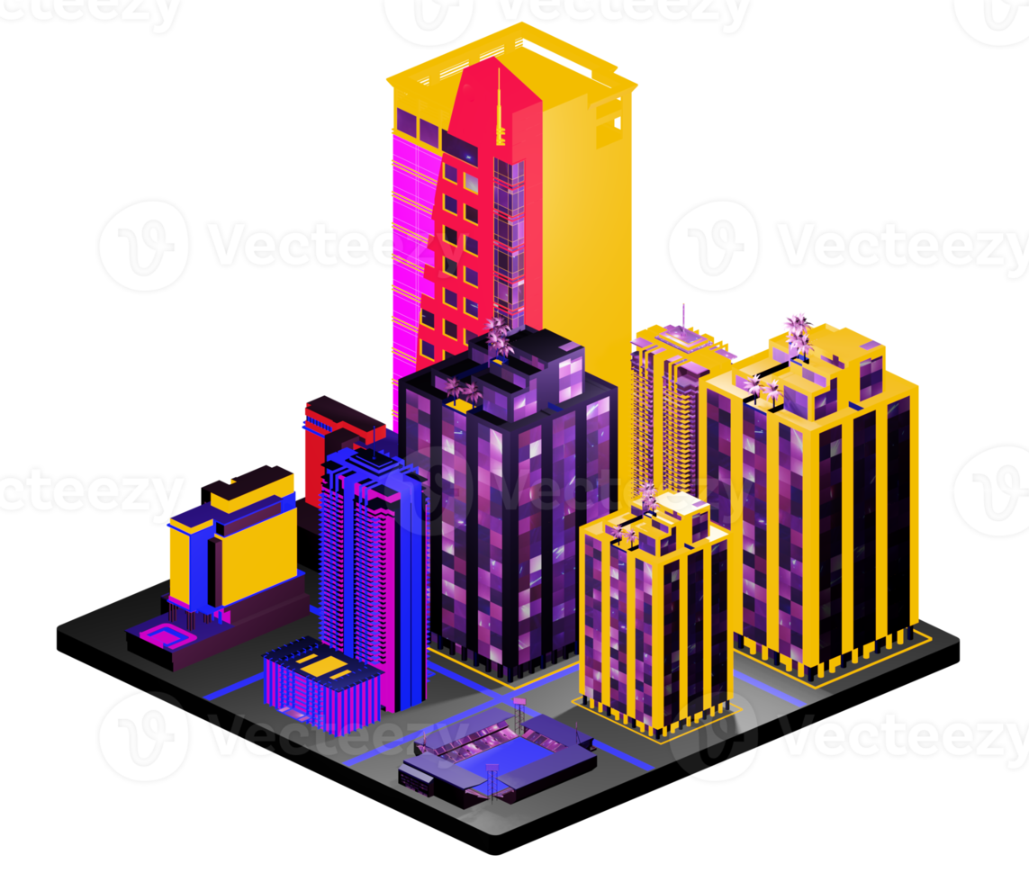 Isometric building arrangement png