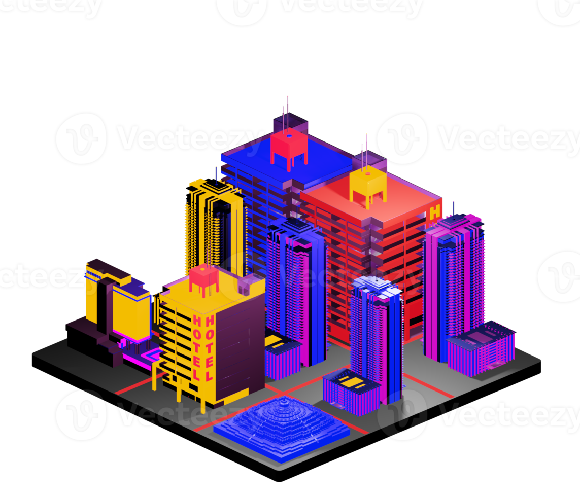 Isometric building in retro style png