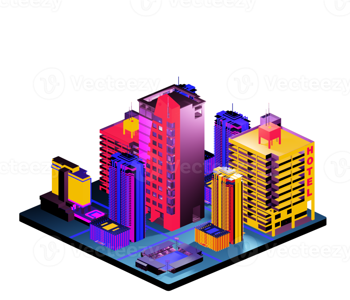 Isometric building in retro style png