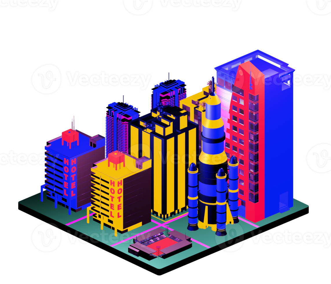 Isometric building in retro style png