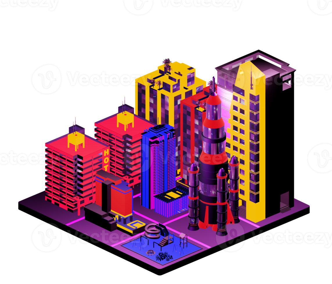 Isometric building arrangement png