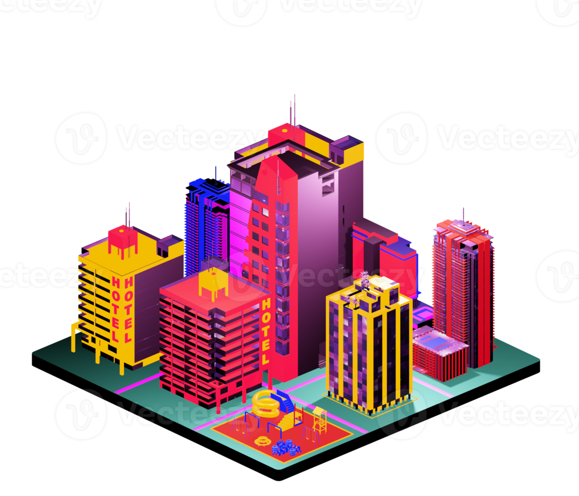 Isometric building arrangement png