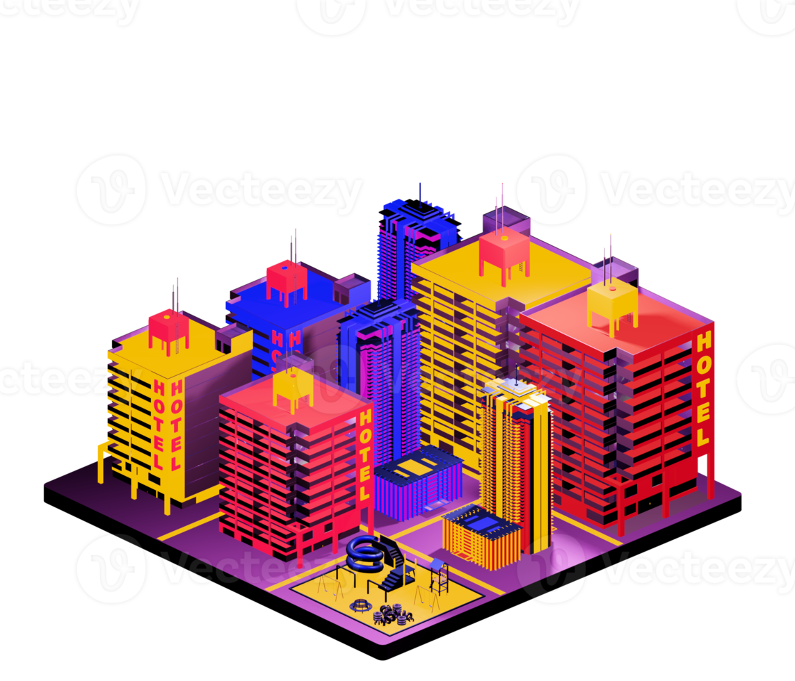 Isometric building arrangement png