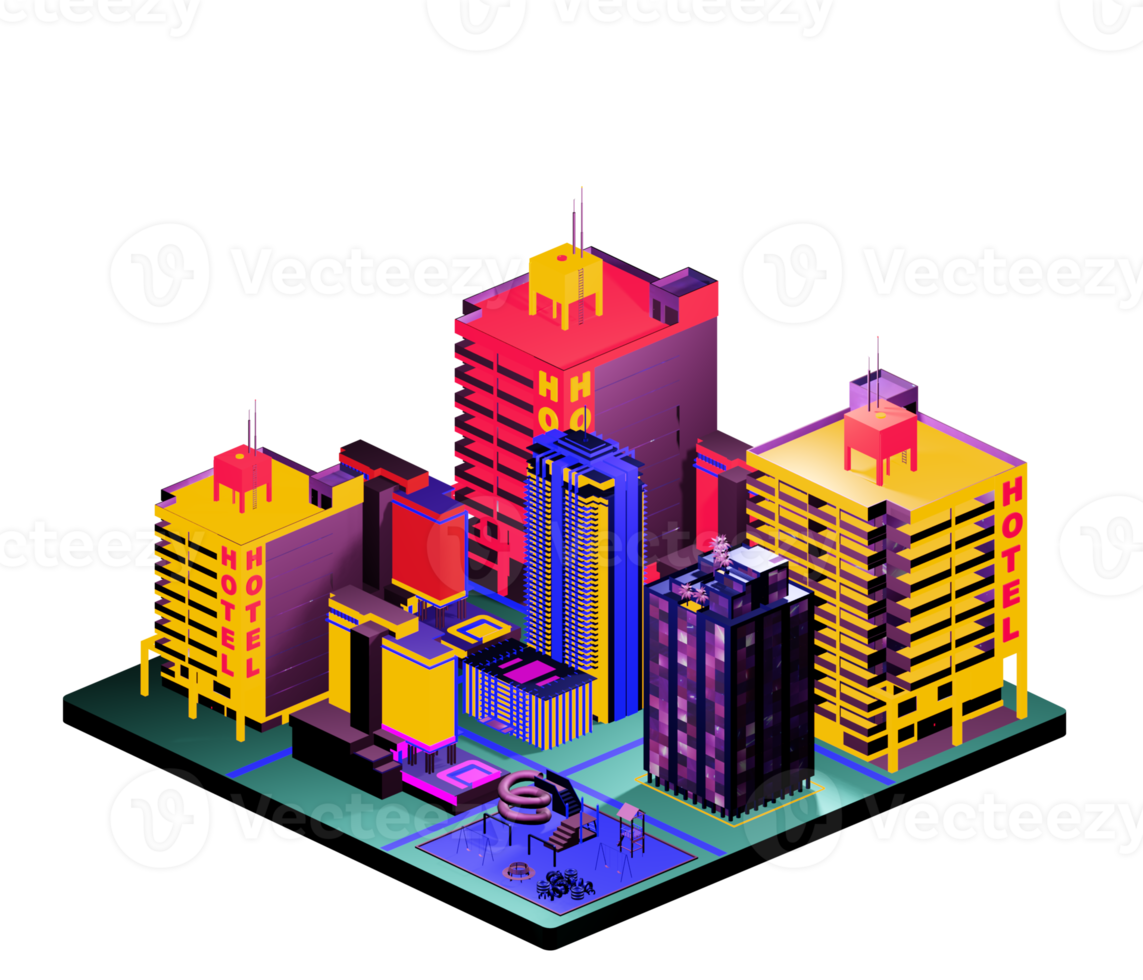 Isometric building arrangement png