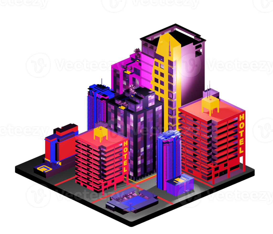 Isometric building in retro style png