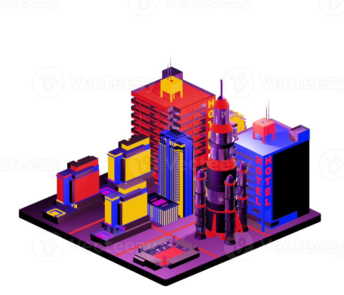 Isometric building arrangement png