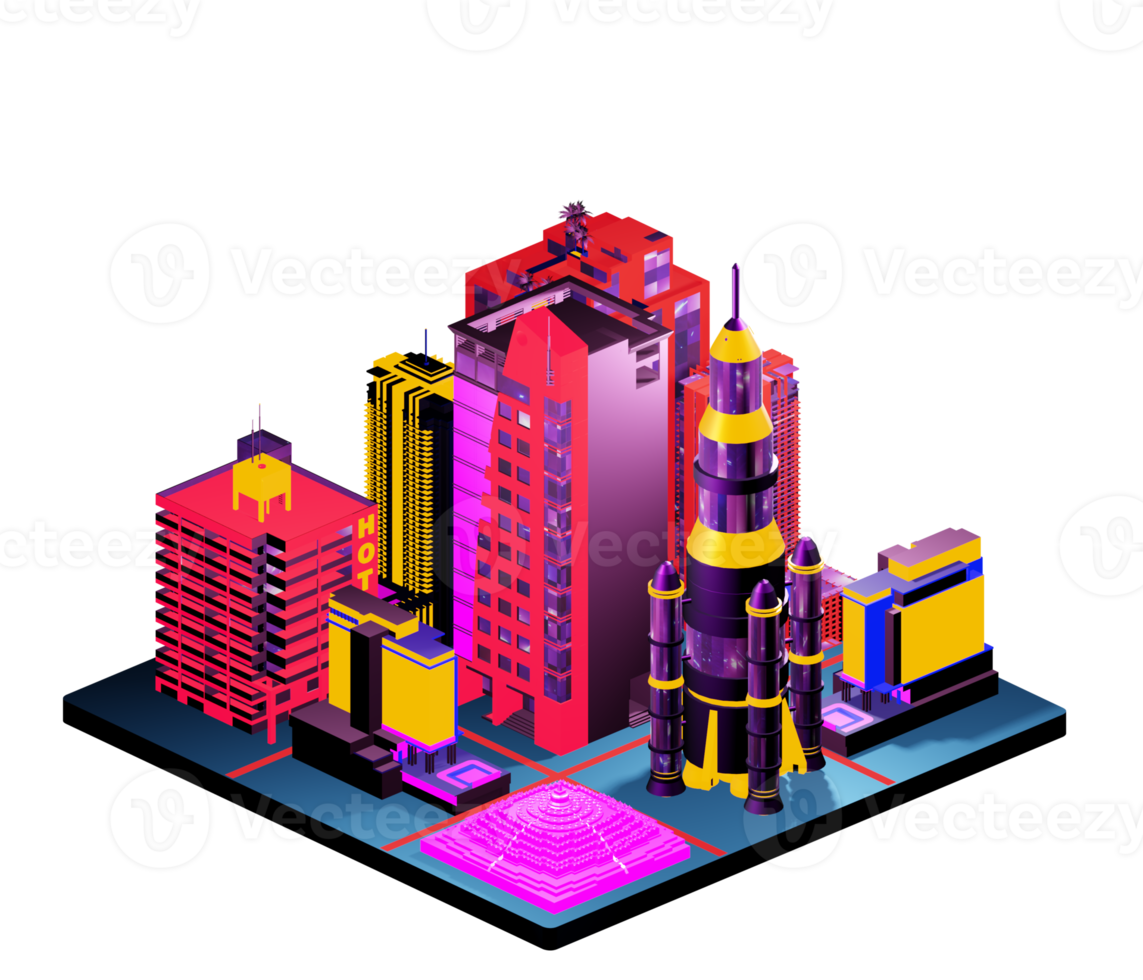 Retro isometric building png