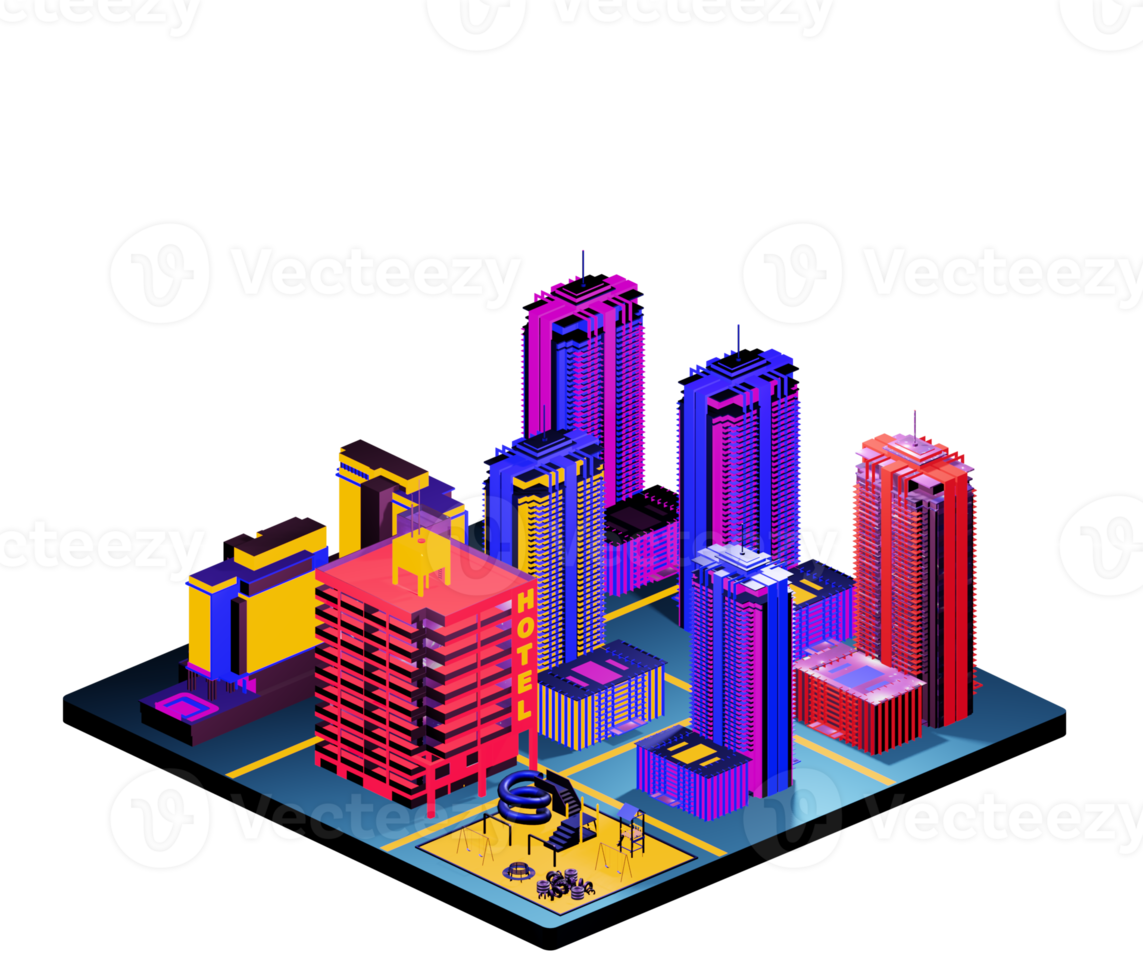 Isometric building in retro style png