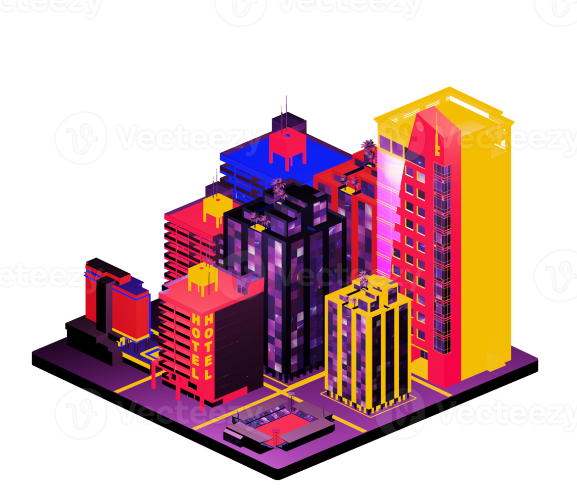 Retro isometric building png