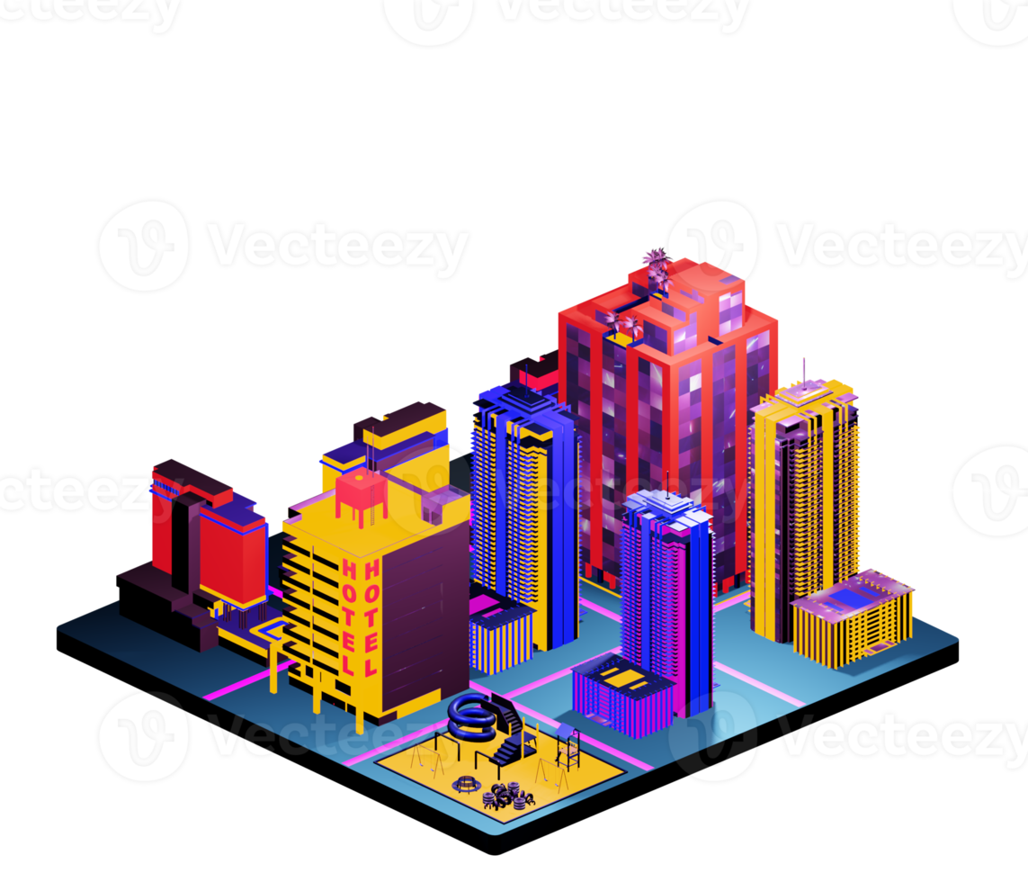 Isometric building in retro style png