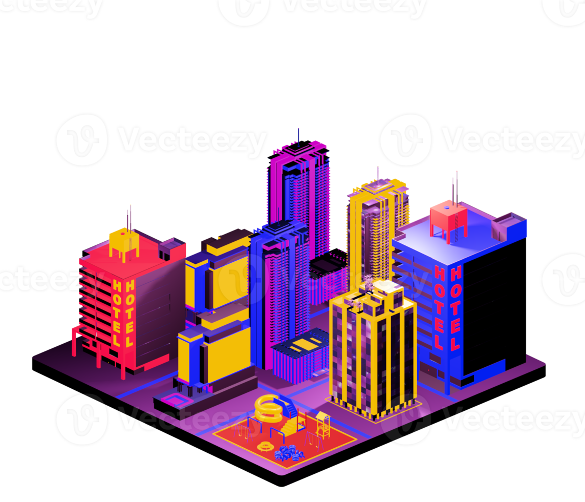 Isometric building arrangement png